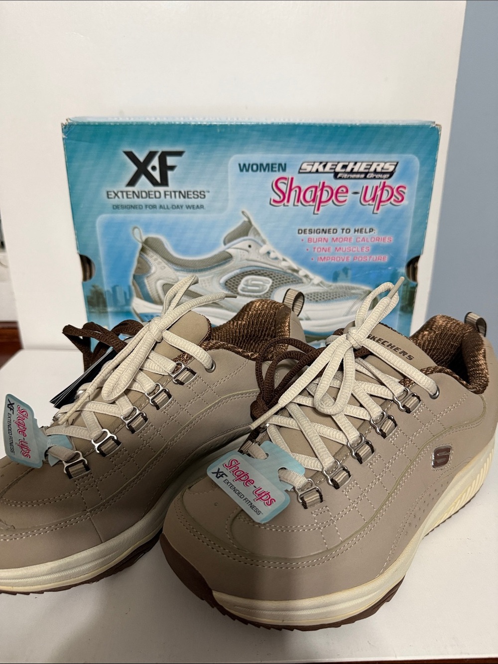 Skechers Shape-ups Women's Beige and Brown Walking Sneakers
